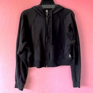 FREE PEOPLE CROP BLACK ZIP HOODIE w/ Pockets!